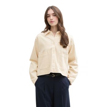 Jacheta-camasa din denim cu buzunare aplicate