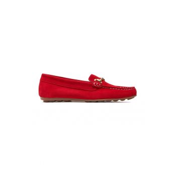 Mocasini dama -  700126 - Piele intoarsa - Rosu