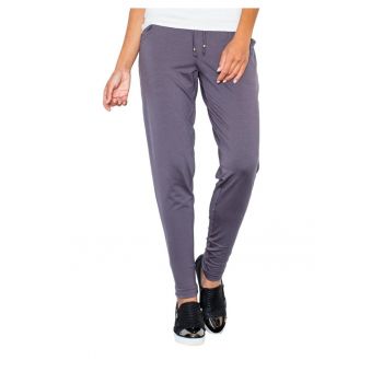Pantaloni dama  M280 - gri - legati in talie - elastici - din viscoza/elastan -