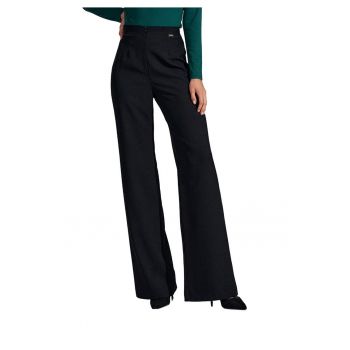 Pantaloni dama  negru - talie inalta - poliester -