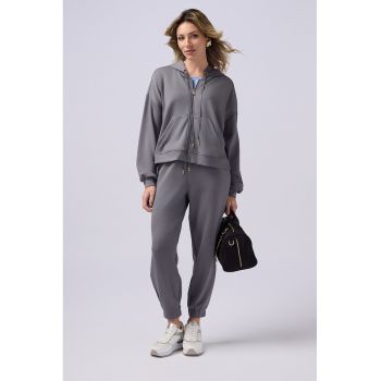 Pantaloni de trening uni cu talie inalta