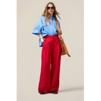 Pantaloni din in cu croiala ampla