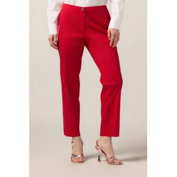 Pantaloni eleganti crop cu talie elastica in spate