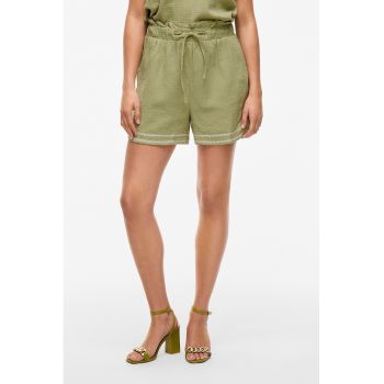Pantaloni scurti de bumbac organic - cu talie inalta