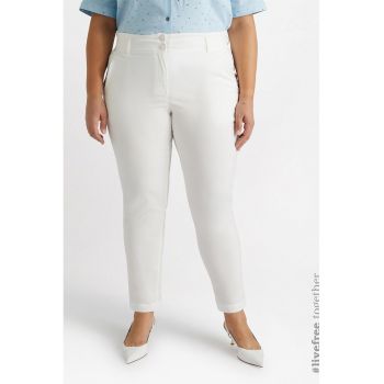 Pantaloni uni din amestec de lyocell cu talie inalta