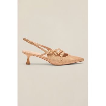 Pantofi cu barete multiple si toc kitten