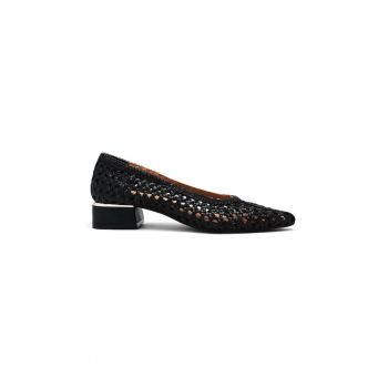 Pantofi din piele cu varf ascutit si aspect impletit Eastham