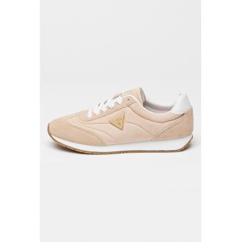 Pantofi sport din piele intoarsa cu insigna logo