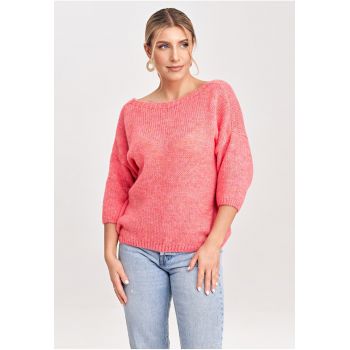 Pulover dama  M993 - coral - 3/4 maneci - amestec acril - lana - poliester - nailon -