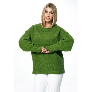 Pulover dama  oversize - gat barca - verde - material universal -