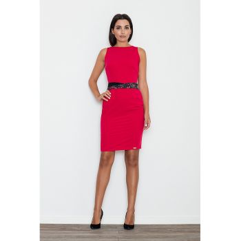 Rochie creion  rosie - fara maneci - viscoza -