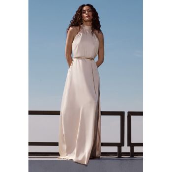 Rochie de satin cu decolteu halter