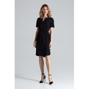 Rochie de vara  M669 - neagra - maneci scurte - poliester 95% -
