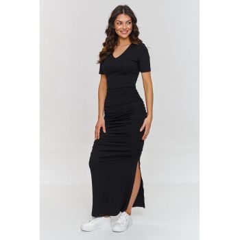 Rochie maxi bodycon cu decolteu in V