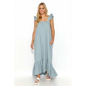 Rochie maxi - cu croiala lejera si volane