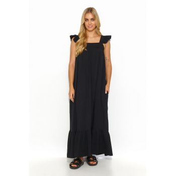 Rochie maxi cu garnituri cu volane