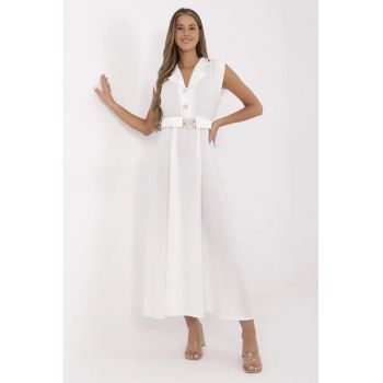 Rochie maxi vaporoasa - cu revere scurte -