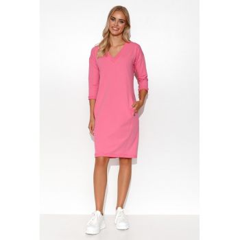 Rochie midi cu buzunare - din amestec de bumbac