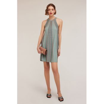 Rochie mini cu decolteu halter si dungi