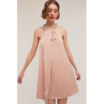 Rochie mini fara maneci cu sapect satinat