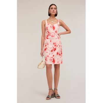 Rochie scurta cu imprimeu grafic - Roz deschis - Piersica -