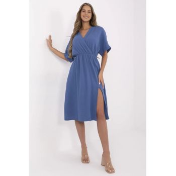 Rochie texturata cu decolteu cache-coeur -