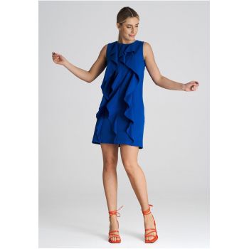 Rochie trapez  eleganta - poliester - albastru