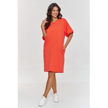 Rochie-tricou lejera - cu maneci medii si buzunare