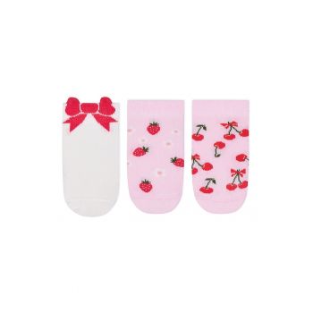 Set de sosete pana la glezna cu model cu fructe - 3 perechi