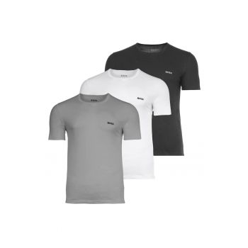 Set de tricouri din bumbac cu decolteu la baza gatului - 3 perechi