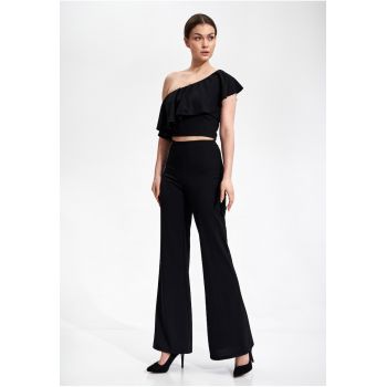 Top dama -  Poliester/Elastan - Cu volane - Negru -