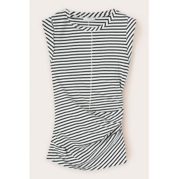 Top de bumbac cu dungi si model drapat