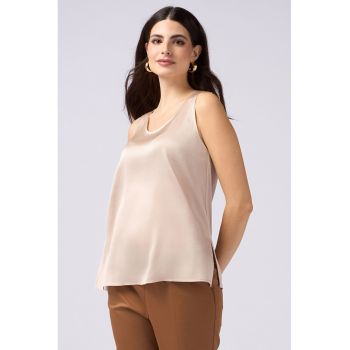 Top din satin cu decolteu rotund