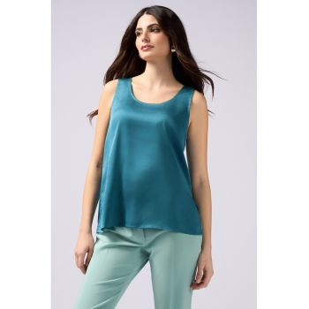 Top din satin cu decolteu rotund