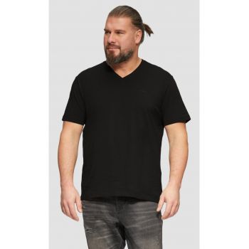 Tricou barbati big sizes cu decolteu in V - cu logo si croiala Regular fit -  Big Sizes