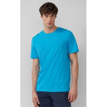 Tricou barbati cu decolteu la baza gatului - din bumbac cu croiala Regular Fit - Albastru deschis
