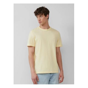 Tricou barbati cu decolteu la baza gatului - din bumbac cu croiala Regular Fit - Galben deschis