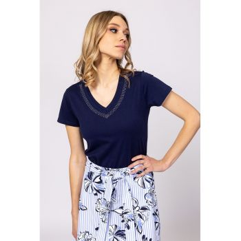 Tricou cu decolteu in V si strasuri Milgarita
