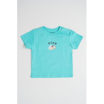 Tricou cu decolteu la baza gatului si imprimeu grafic