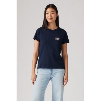Tricou de bumbac cu decolteu la baza gatului
