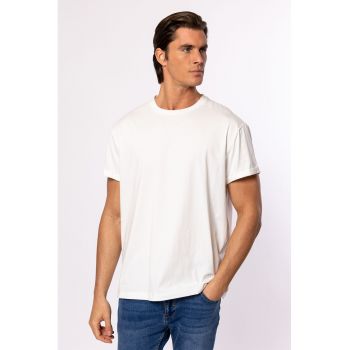 Tricou de bumbac cu decolteu la baza gatului Meren