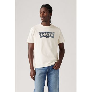 Tricou din bumbac cu decolteu la baza gatului