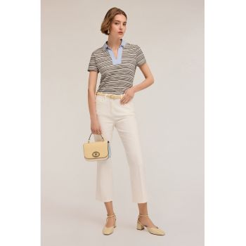 Tricou polo cu dungi si aplicatii din strasuri
