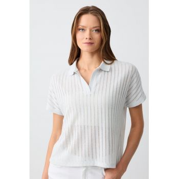 Tricou polo cu dungi stralucitoare