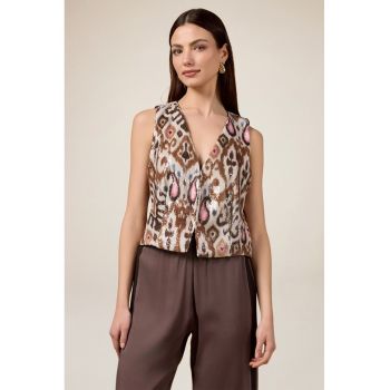 Vesta crop cu paiete - Alb murdar -