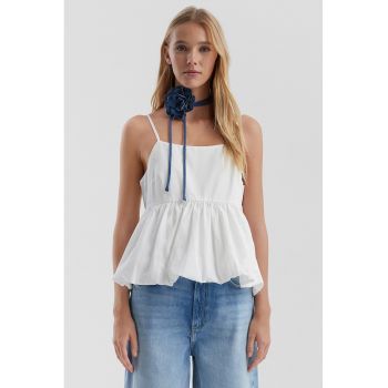 Bluza cu volan peplum si bretele ajustabile