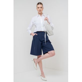 Camasa crop din amestec de bumbac Marsala