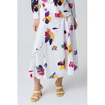Fusta evazata cu model floral Meteora