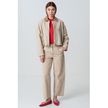 Jacheta crop cu maneci cazute