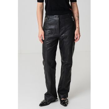 Pantaloni de piele cu talie medie